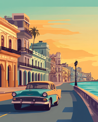 Havana Streets at Sunset