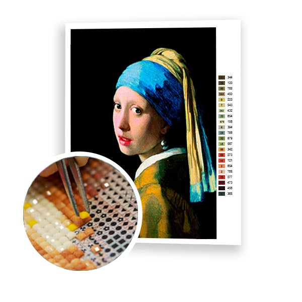 Puzzle Diamond Painting: Girl with a pearl, 1 - 39 pieces